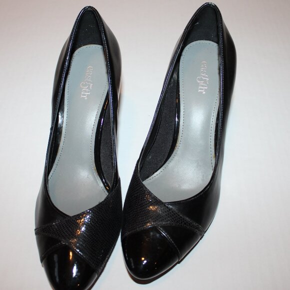 Black Pumps Faux Leather Heels High Heel Shoes Classic Evening Work East Fifth - Picture 3 of 6
